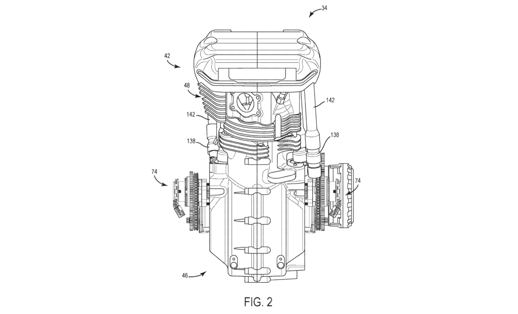 Patent: Harley-Davidson V-Twin engine with variable valve timing 29 Harley Davidson Motor mit variabler Ventilsteuerung 1
