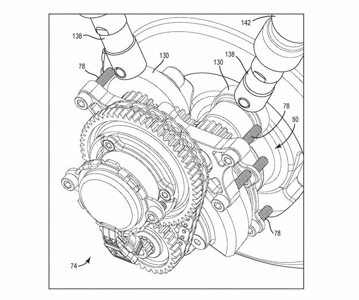 Patent: Harley-Davidson V-Twin engine with variable valve timing 31 Harley Davidson Motor mit variabler Ventilsteuerung 3