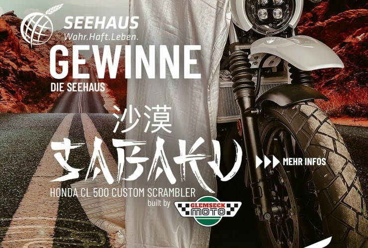 The Honda Sabaku: A unique bike for a good cause at Glemseck 101 48 2023 SeehausEV Honda Sabaku CL500 Scrambler Verlosung Teaser 01 1 Kopie