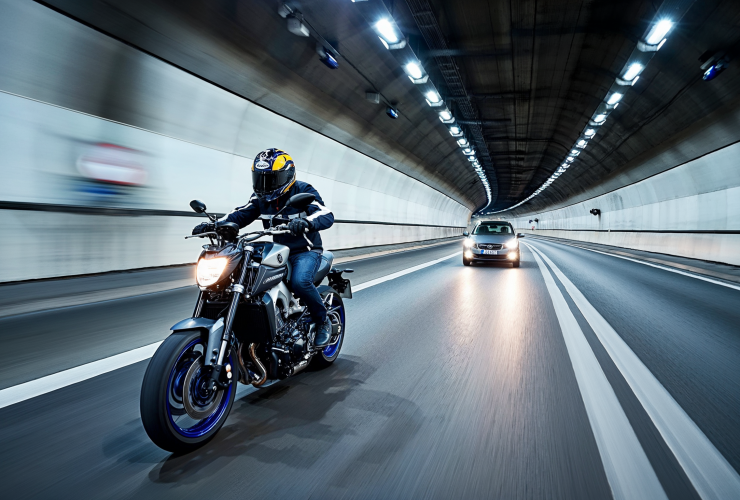 Lifetime driving ban for British motorcyclist after 47 overtaking maneuvers in the Gotthard Tunnel 27 Motorradfahrer im Tunnel