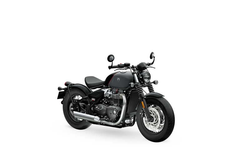 Triumph Bonneville Bobber 2026 – Revamped design, more technology, and new A2 option 36 Bonneville Bobber MY26 Satin Mineral Grey RHS Front Angle